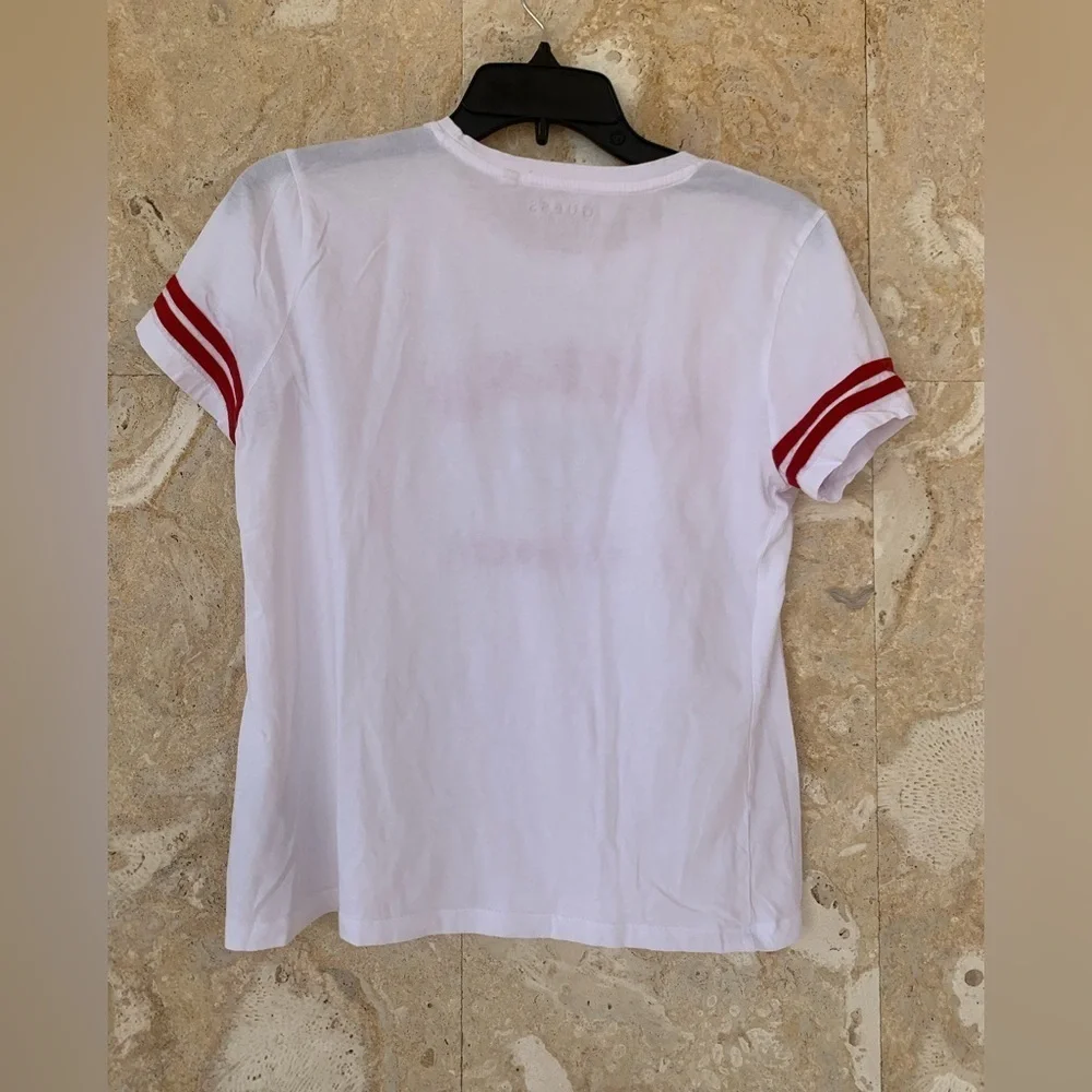 Guess Women’s White and Red Logo T-Shirt